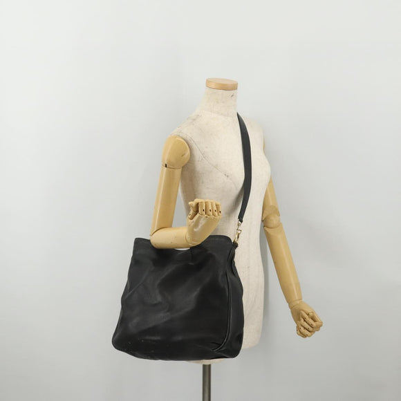 GUCCI Bamboo Hand Bag Leather 2way Black Gold Tone 001 0166 1577 Auth ep15347