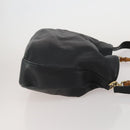 GUCCI Bamboo Hand Bag Leather 2way Black Gold Tone 001 0166 1577 Auth ep15347-4
