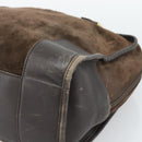 LOEWE Hand Bag Suede Brown Gold Tone Auth ep15349-9