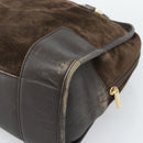 LOEWE Hand Bag Suede Brown Gold Tone Auth ep15349-15