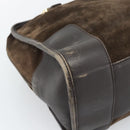 LOEWE Hand Bag Suede Brown Gold Tone Auth ep15349-16