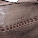 LOEWE Hand Bag Suede Brown Gold Tone Auth ep15349-17