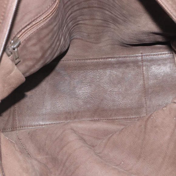 LOEWE Hand Bag Suede Brown Gold Tone Auth ep15349