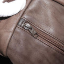LOEWE Hand Bag Suede Brown Gold Tone Auth ep15349-20