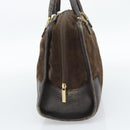 LOEWE Hand Bag Suede Brown Gold Tone Auth ep15349-3