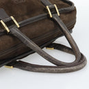 LOEWE Hand Bag Suede Brown Gold Tone Auth ep15349-7