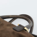LOEWE Hand Bag Suede Brown Gold Tone Auth ep15349-8