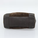 LOEWE Hand Bag Suede Brown Gold Tone Auth ep15349-5