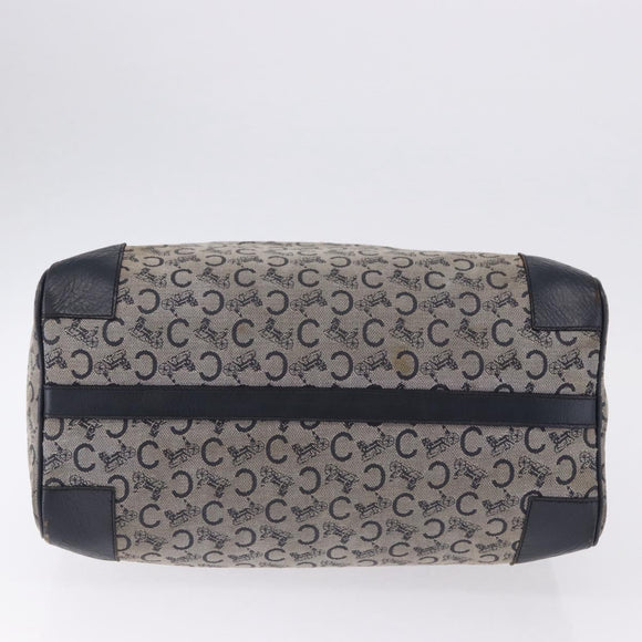 CELINE C Sulky Boston Bag Canvas Navy Gold Tone Auth ep15354