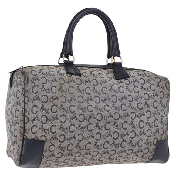 CELINE C Sulky Boston Bag Canvas Navy Gold Tone Auth ep15354