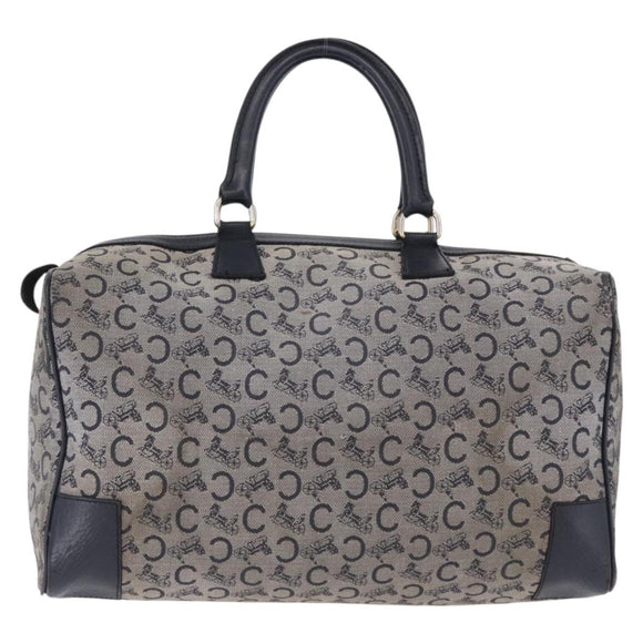 CELINE C Sulky Boston Bag Canvas Navy Gold Tone Auth ep15354