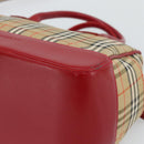 BURBERRY Nova Check Hand Bag Canvas 2way Beige Red Auth ep15355A-9