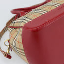 BURBERRY Nova Check Hand Bag Canvas 2way Beige Red Auth ep15355A-14