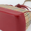 BURBERRY Nova Check Hand Bag Canvas 2way Beige Red Auth ep15355A-15