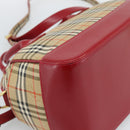 BURBERRY Nova Check Hand Bag Canvas 2way Beige Red Auth ep15355A-16