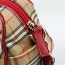 BURBERRY Nova Check Hand Bag Canvas 2way Beige Red Auth ep15355A-10