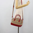 BURBERRY Nova Check Hand Bag Canvas 2way Beige Red Auth ep15355A-21