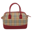 BURBERRY Nova Check Hand Bag Canvas 2way Beige Red Auth ep15355A-2