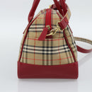 BURBERRY Nova Check Hand Bag Canvas 2way Beige Red Auth ep15355A-3