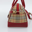 BURBERRY Nova Check Hand Bag Canvas 2way Beige Red Auth ep15355A-4
