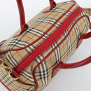 BURBERRY Nova Check Hand Bag Canvas 2way Beige Red Auth ep15355A-6