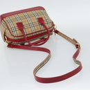 BURBERRY Nova Check Hand Bag Canvas 2way Beige Red Auth ep15355A-7