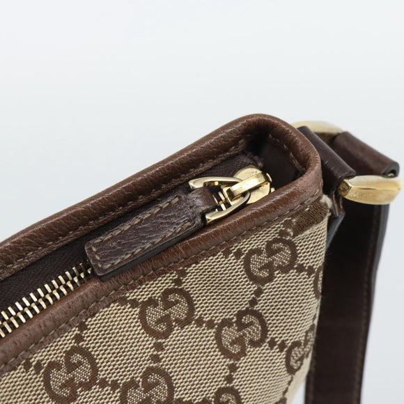 GUCCI GG Canvas Shoulder Bag Beige Gold Tone 131326 Auth ep15356A