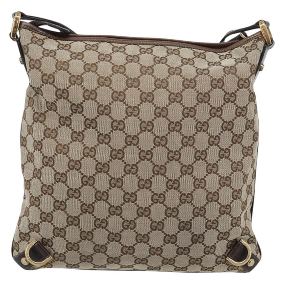 GUCCI GG Canvas Shoulder Bag Beige Gold Tone 131326 Auth ep15356A