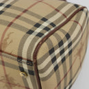 BURBERRY Nova Check Hand Bag PVC Leather Beige Gold Tone Auth ep15358A-14