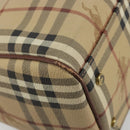 BURBERRY Nova Check Hand Bag PVC Leather Beige Gold Tone Auth ep15358A-15