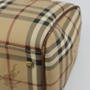 BURBERRY Nova Check Hand Bag PVC Leather Beige Gold Tone Auth ep15358A-16
