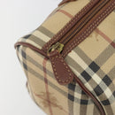 BURBERRY Nova Check Hand Bag PVC Leather Beige Gold Tone Auth ep15358A-10