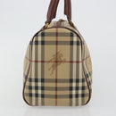 BURBERRY Nova Check Hand Bag PVC Leather Beige Gold Tone Auth ep15358A-3