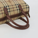 BURBERRY Nova Check Hand Bag PVC Leather Beige Gold Tone Auth ep15358A-7