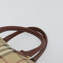 BURBERRY Nova Check Hand Bag PVC Leather Beige Gold Tone Auth ep15358A-8