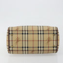 BURBERRY Nova Check Hand Bag PVC Leather Beige Gold Tone Auth ep15358A-5