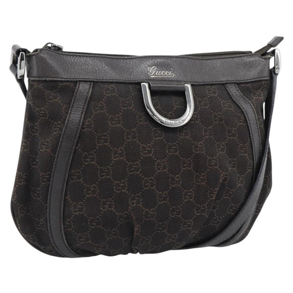 GUCCI GG Canvas Shoulder Bag Outlet Brown Silver 265691 Auth ep15359