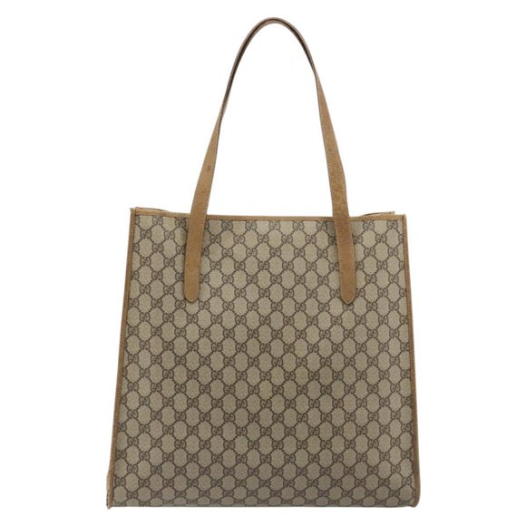 GUCCI GG Supreme Tote Bag PVC Leather Beige Gold Tone 56 02 998 Auth ep15360