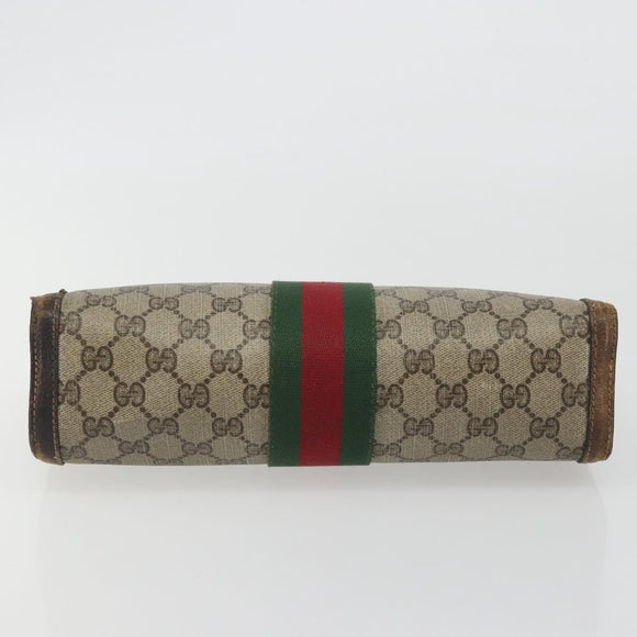 GUCCI GG Supreme Clutch Bag PVC Leather Beige Brown Auth ep15361