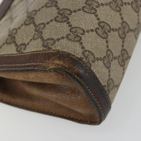 GUCCI GG Supreme Clutch Bag PVC Leather Beige Brown Auth ep15361
