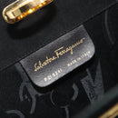 Salvatore Ferragamo Gancini Hand Bag Suede Black Gold Tone Auth ep15363A-12