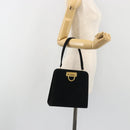 Salvatore Ferragamo Gancini Hand Bag Suede Black Gold Tone Auth ep15363A-21