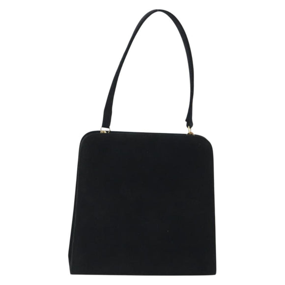 Salvatore Ferragamo Gancini Hand Bag Suede Black Gold Tone Auth ep15363A