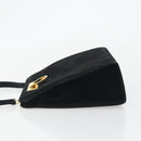 Salvatore Ferragamo Gancini Hand Bag Suede Black Gold Tone Auth ep15363A-4