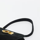 Salvatore Ferragamo Gancini Hand Bag Suede Black Gold Tone Auth ep15363A-8