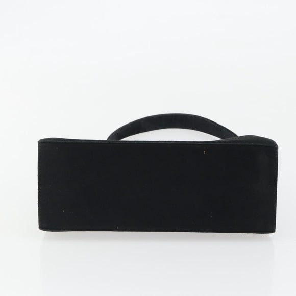 Salvatore Ferragamo Gancini Hand Bag Suede Black Gold Tone Auth ep15363A