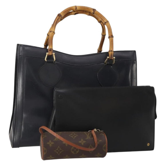 LOUIS VUITTON Gucci Cartier Pouch Hand Bag Leather PVC 3 Set Black Auth ep15365