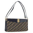Christian Dior Trotter Canvas Shoulder Bag Navy Gold Tone Auth ep15368A-1