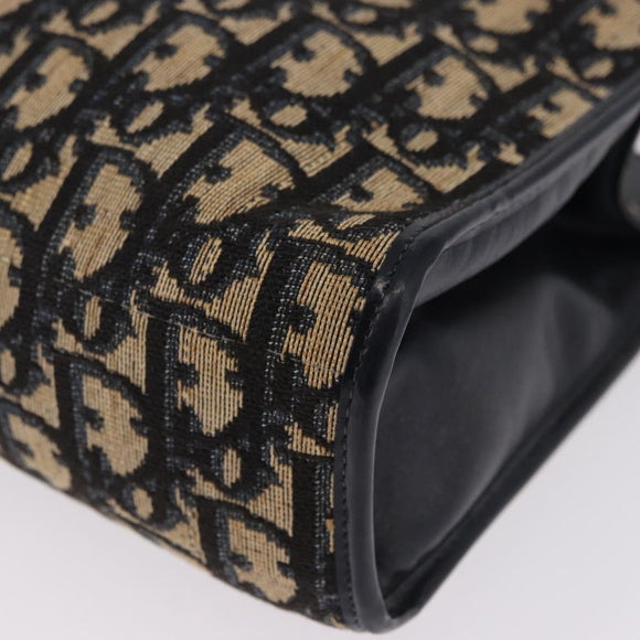 Christian Dior Trotter Canvas Shoulder Bag Navy Gold Tone Auth ep15368A