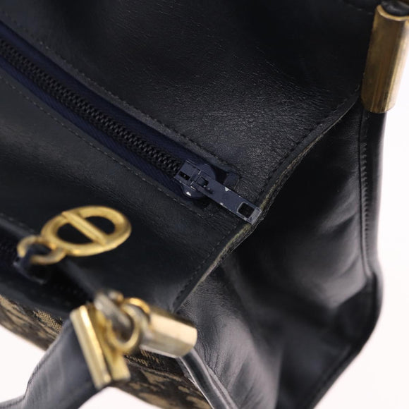 Christian Dior Trotter Canvas Shoulder Bag Navy Gold Tone Auth ep15368A